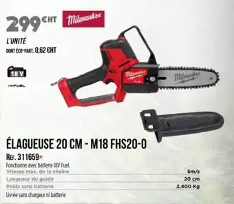 Master Pro MILWAUKEE Élagueuse 20 cm - m18 fhs20-0 offre