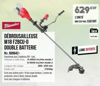 Master Pro MILWAUKEE Débrousailleuse m18 f2bcu-o double batterie offre