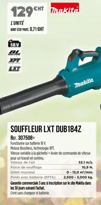 Master Pro MAKITA Souffleur lxt dub184z offre