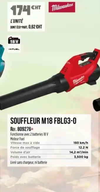 Master Pro MILWAUKEE Souffleur m18 fblg3-0 offre