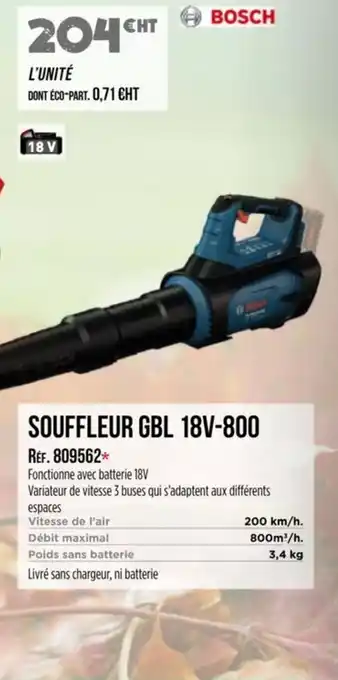 Master Pro BOSCH Souffleur gbl 18v-800 offre