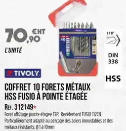 Master Pro TIVOLY Coffret 10 forets métaux hss fusio à pointe étagée offre