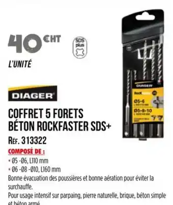 Master Pro DIAGER Coffret 5 forets béton rockfaster sds+ offre