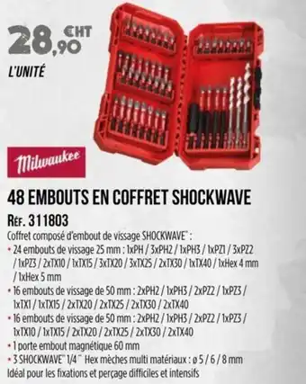 MILWAUKEE 48 embouts en coffret shockwave