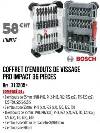 Master Pro BOSCH Coffret d'embouts de vissage pro impact offre