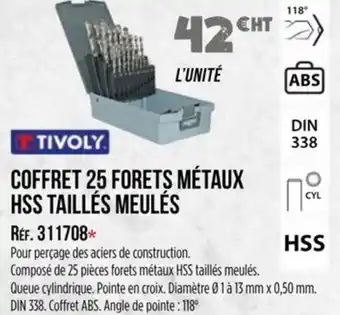 Master Pro TIVOLY Coffret 25 forets métaux hss taillés meulés offre