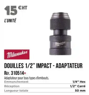 Master Pro MILWAUKEE Douilles 1/2" impact - adaptateur offre
