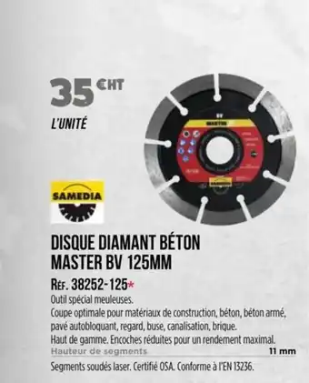 Master Pro Disque diamant béton master bv 125mm offre