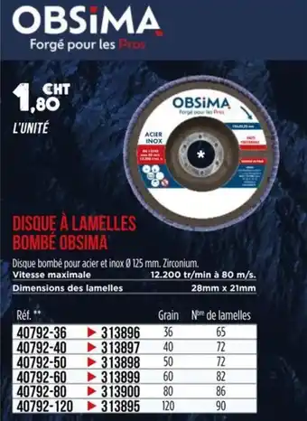 Master Pro OBSIMA Disque à tronçonner bombé offre