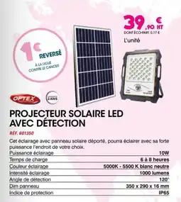 Master Pro OPTEX Projecteur solaire led avec détection offre