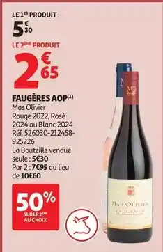 Auchan Supermarché Mas olivier - faugères aop offre