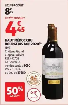 Auchan Supermarché Bourgeois - haut médoc cru aop 2020 offre