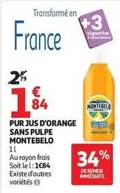 Auchan Supermarché Orange - pur jus d'orange sans pulpe offre