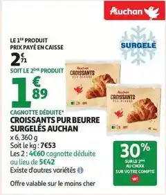 Auchan Supermarché Auchan - croissants pur beurre surgelés offre