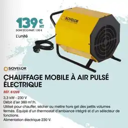 Master Pro SOVELOR Chauffage mobile à air pulsé électrique offre