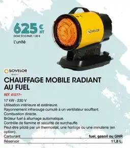 Master Pro SOVELOR Chauffage mobile radiant au fuel offre