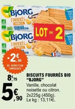 E.Leclerc Biscuits fourrés bio "bjorg” offre