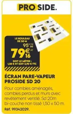 Tout faire matériaux Écran pare-vapeur proside sd 20 offre