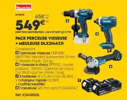 Tout faire matériaux MAKITA Pack perceuse visseuse + meuleuse dlx2144tj1 offre