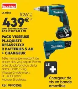 Tout faire matériaux MAKITA Pack visseuse plaquiste dfs452tjx2 2 batteries 5 ah + chargeur offre