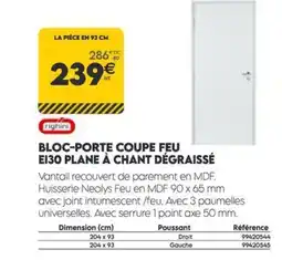 Tout faire matériaux Bloc-porte coupe feu e130 plane à chant dégraissé offre