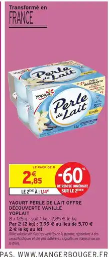 Intermarché YOPLAIT Yaourt perle de lait offre découverte vanille offre
