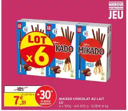 Intermarché LU Mikado chocolat au lait offre