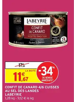 Intermarché LABEYRIE Confit de canard 4/6 cuisses au sel des landes offre