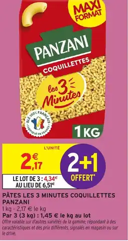 Intermarché PANZANI Pâtes les 3 minutes coquillettes offre