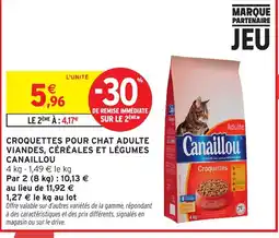 Intermarché CANAILLOU Croquettes pour chat adulte viandes, céréales et légumes offre