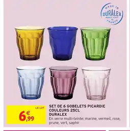 Intermarché DURALEX Set de 6 gobelets picardie couleurs offre