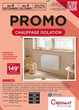 Gedimat Radiateur électrique à inertie sèche indigo noirot offre