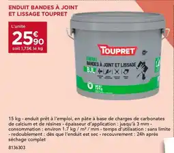 Gedimat Enduit bandes à joint et lissage toupret offre