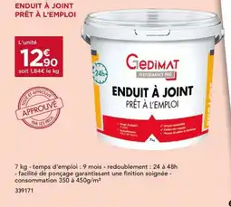 Gedimat Enduit à joint prêt à l'emploi offre