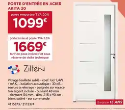 Gedimat Porte d'entrée en acier akita 20 offre