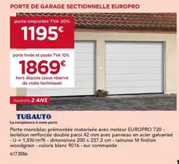 Gedimat Porte de garage sectionnelle europro offre