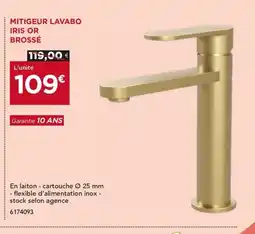 Gedimat Mitigeur lavabo iris or brossé offre