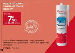 Gedimat GEDIMAT Mastic silicone sanitaire offre