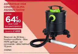 Gedimat Aspirateur vide cendres qlima asz2020 1000w offre