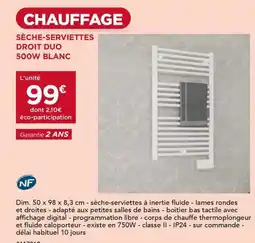 Gedimat Sèche-serviettes droit duo offre