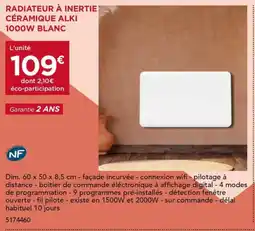 Gedimat Radiateur à inertie céramique alki 1000w blanc offre