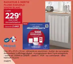 Gedimat Radiateur à inertie fluide radiaflo 1000w blanc offre