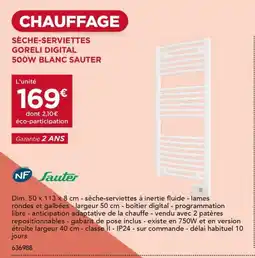 Gedimat SAUTER Sèche-serviettes goreli digital 500w blanc offre