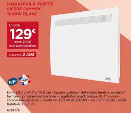 Gedimat Radiateur à inertie pierre olympic 1000w blanc offre