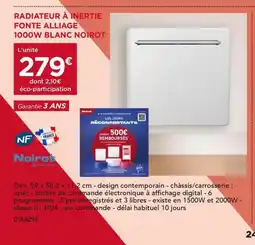 Gedimat NOIROT Radiateur à inertie fonte alliage 1000w blanc offre