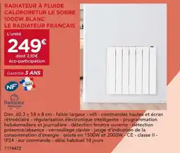 Gedimat Radiateur à fluide caloporetur le sobre 1000w blanc offre