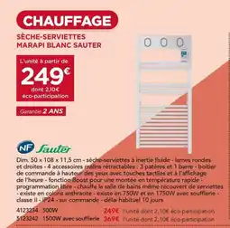 Gedimat SAUTER Sèche-serviettes marapi blanc offre