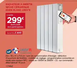 Gedimat Radiateur à inertie sèche céramique eden blanc univ'r offre