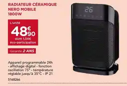 Gedimat Radiateur céramique nero mobile 1800w offre