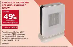 Gedimat Radiateur soufflant céramique quadro 1500w offre